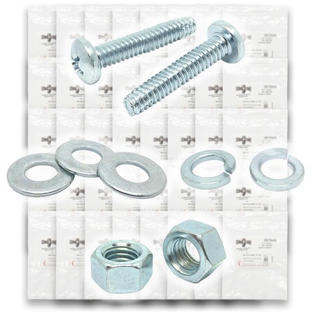 Boltsandnuts.Com Inch Phillips Pan Head Machine Screws, Hex Nuts, Flat & Lock Washers - 3555 PCS Assortment Kit #275
